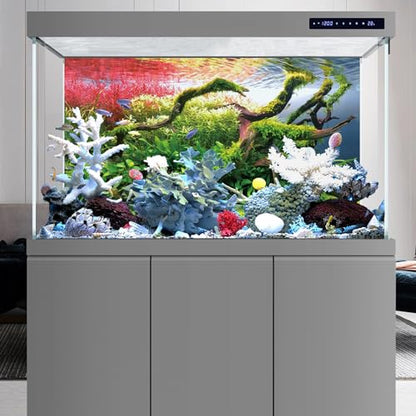 AWERT 72x18 inches Branches Fish Tank Background Stone Seaweed Aquarium Background River Bed & Lake Aquarium Background Vinyl Background - size: 72x18in/180x45cm