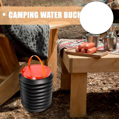 Mikikit 4L Portable Folding Water Bucket with Lid and Handle Collapsible Bucket for Camping Outdoor Car Washing Fishing and Picnics