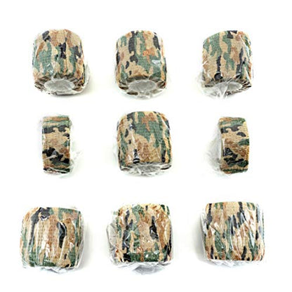 FRESINIDER 9 Rolls Self Adhesive Wrap Athletic Tape Gauze, Breathable Elastic Cohesive Bandage for Sports Injury & Pet (7 Pcs 2" x 5 Yards + 2 Pcs 1" X 5 Yards) (German Woodland Camo) - color: German Woodland Camo