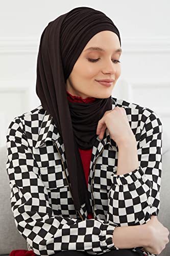 Aisha's Design Instant Hijab Scarves for Women, 95% Cotton Pretied Bonnet Turban Easy to Wear Cotton Headscarf - color: Black