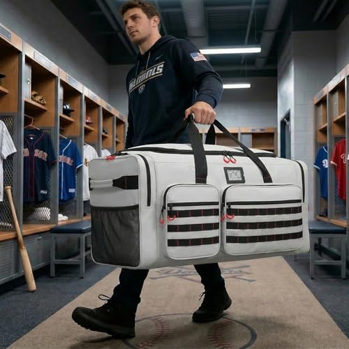 135L Large Duffle Bag, Heavy Duty Duffle Bag for Travel, Extra Large Sports Gym Equipment Bag for Soccer Baseball Basketball Hockey Football, Grey - color: Grey