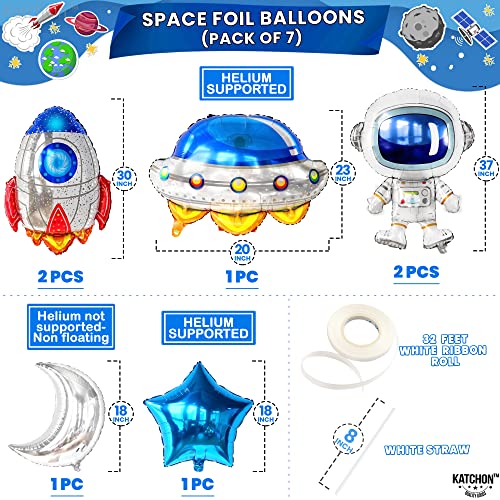 KatchOn, Big Silver Moon Balloon and Star Balloons - 22 Inch, Pack of 13 | Astronaut Space Balloons Set | Silver Star Balloons for Space Birthday Decorations | Space Birthday Decorations