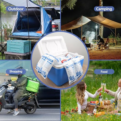Dry Ice Packs for Shipping Non-Stick for Food TUV and SGS Tests Double-Sided Absorption Long Lasting Shipping Cold Packs for Coolers Lunch Bags Freezer
