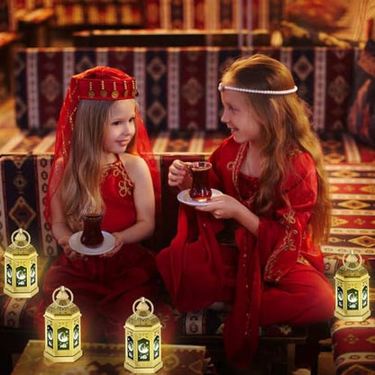12pcs Gold Ramadan Lantern Lights, Ramadan Decorations, Mini EID Mubarak Candle Lanterns，Ramadan Decorations for Home, Table, wall رمضان للزينة ومصباح رمضان للزينة