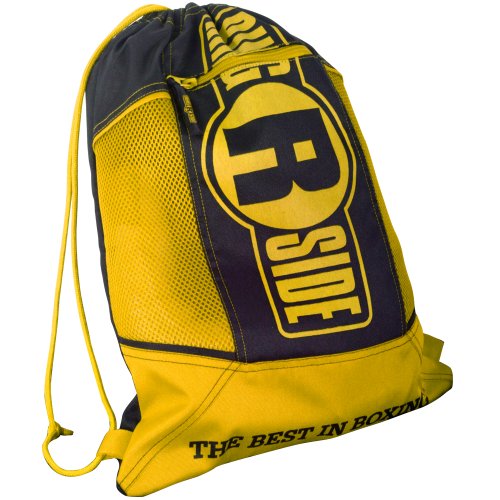 Ringside Boxing Glove Cinch Sack - Lightweight Gym Bag, Yellow/Black | Durable 15"x19" nylon drawstring bag with a zippered front pocket. Perfect for boxing gloves, shoes, and MMA workout gear - color: Yellow/Black