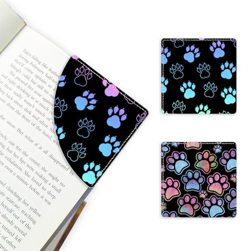 2 Pack Dog Paw Leather Book Corner Bookmark, Durable Handmade Reading Accessories - Gifts for Readers, Women, Men, Teachers, Students - color: 2pack-dog Paw