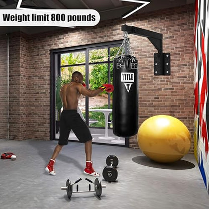 VivaZen Adjustable Heavy Duty Bag Hanger,Wall Mount Punching Bag Hanger,Thickened Steel Plate and Stainless Steel kit for Home Gym Indoor Outdoor (Supports up to 900Ib) - style: Heavy Bag Wall Mount with long chain