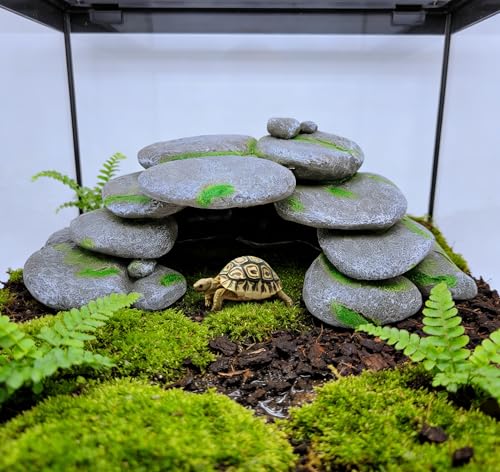 M2cbridge Reptile Hide Resting Step Ledge Cave Hideout Turtle Basking Platform – Great for Reptiles, Amphibians, and Fish (Pebble Arch Cave) - style: Pebble Arch Cave