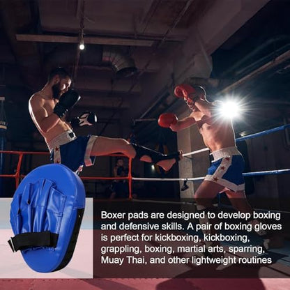 Boxing Pads Gloves Thick Adjustable Curved Focus Punching Mitts | Hand Target Training Hand Pads for Kickboxing Karate Thai - color: Blue