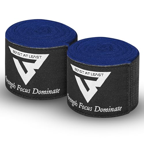 Boxing Hand Wraps, 180 Inches Inner Gloves with Thumb Loop | Elasticated Knuckle Protection for Martial Arts | Soft Under Mitts for Muay Thai, Kickboxing, MMA, Punching Bag Men Women - color: Blue