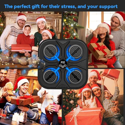 SoftGym Music Boxing Machine,Interactive Punching Trainer with LED Lights,Large Wall Mounted Boxing Target with Gloves for Home Gym,Cardio Workout Equipment for Adults and Kids