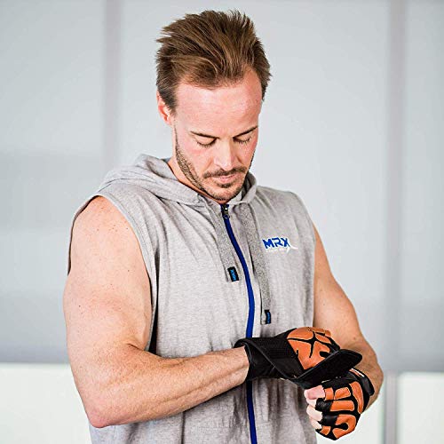 MRX Weight Lifting Pro Level Gloves with 18 Inches Long Wrist Strap Gym Workout Exercise & Fitness in - color: Black Brown, size: Medium