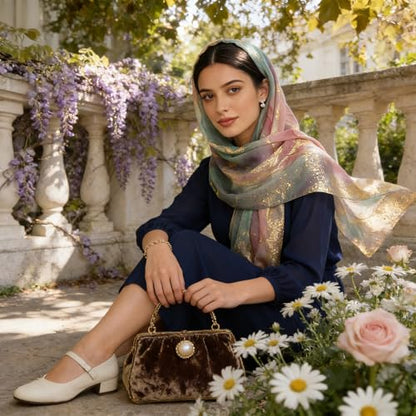 Hijab Scarf for Women Fashion Printed Modal Hijab Head Wrap Scarves Lightweight Long Scarf Shawls - color: Watercolor J