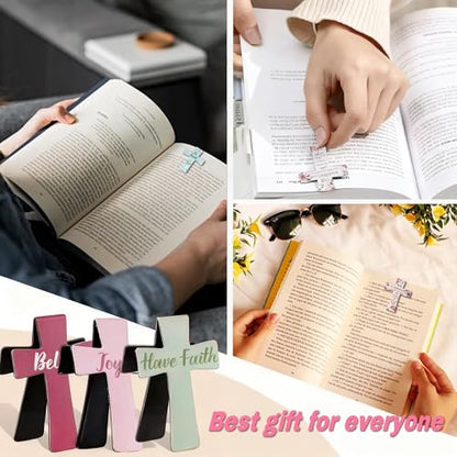 16PCS Magnetic Cross Bookmarks Gifts, Magnetic Bookmark Christian Cross Magnetic Page Markers Religious Bible Verses Bookmarks for Bible Study, Readers, Teachers, Students (B) - color: B