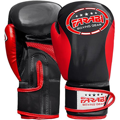 Farabi Boxing Gloves Kids Junior Muay Thai Kick Boxing Training MMA Punching Bag - color: Black Red, size: 4OZ