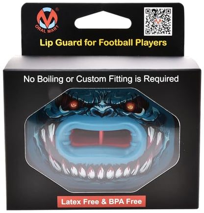 Oral Mart Flag Football Mouth Guard with 3D LipFit Design for Kids - Youth Football Mouthguard (No Boil) Cool Instant Fit Lip Guard Mouthpiece for Braces (Detachable Helmet Strap Included) - color: Audacious Invader