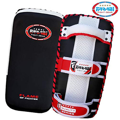 Farabi Thai Pads Kickboxing Muay Thai Training Strike Pads - color: White/Red, size: Single