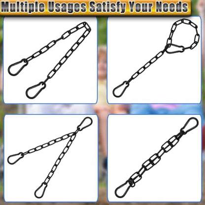 Heavy Duty Chain 21In, Black Swing Chain 660LB Capacity, Hanging Chain Extender, Porch Swing Chain Kit with Carabiners for Punching Bags, Boxing Bags