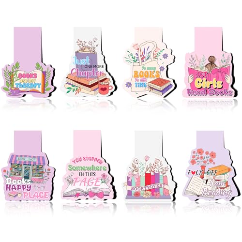 Wxiben Funny Reading Magnetic Bookmark - 8Pcs Books Flower Book Mark Magnets Fun Cute Bookmarks Magnetic Books Hot Girls Page Clip Gift for Women Bookish Book Lover Students Teacher Office - color: Reading