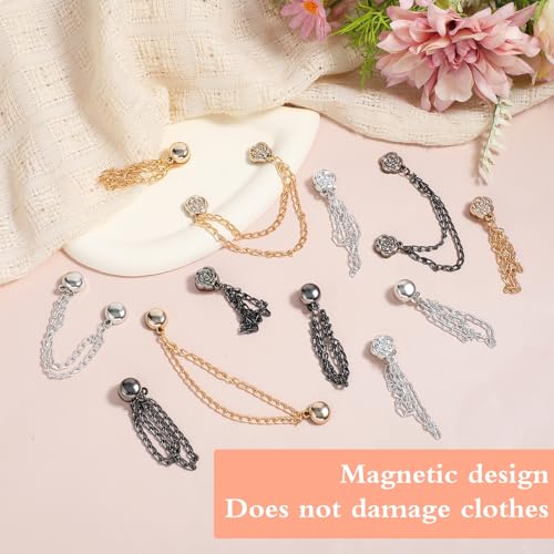6 Pcs Magnetic Button Shirt Clip Magnetic Clothing Clip with Chain - style: Sphere + Rose