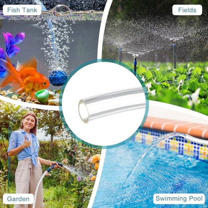 uxcell Clear PVC Tubing, 1.7mm ID x 2.7mm OD - 15ft PVC Tube Lightweight Vinyl Hose, Transparent Flexible Plastic Water Tubing for Air Oil Water Transfer Aquarium Irrigation - size: 1.7mm ID x 2.7mm OD