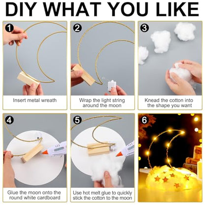 Wonderjune 6 Sets Twinkle Twinkle Little Star Baby Shower Gender Reveal Centerpieces Decorations DIY Moon and Stars Decor Over The Moon Light Star Cloud Centerpieces for Baby Shower Tables DIY Crafts