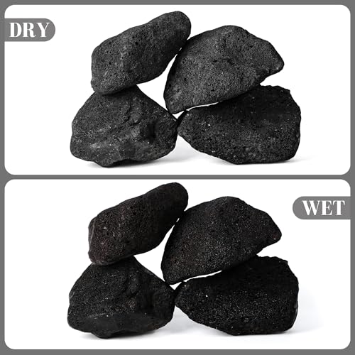 6.1-8.1 Inches Natural Black Lava Rock, 4 PCS Large Aquarium Rocks for Aquascaping, Terrariums, Reptile Tanks & Aquarium Décor - size: 6.1-8.1 in