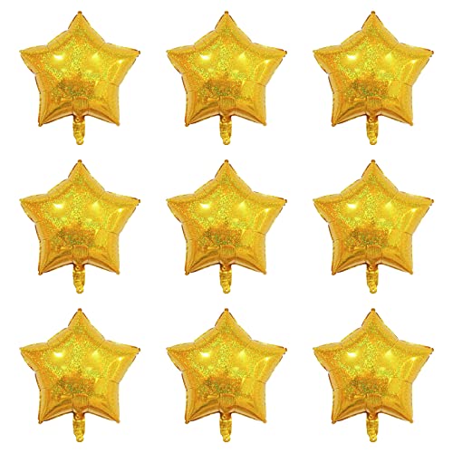 10pcs 18inch Gold Star Foil Balloons (Auto Seal Inflate), Party Decorations for Birthdays, Baby Shower and Weddings - color: Shiny Gold Star