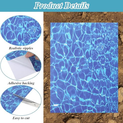 6 PCS Water Sticker, Self Adhesive Artificial Water Effect Sheet | Dollhouse & DIY Decor, Fake Lake Ocean River Scenery Stickers for Miniature Diorama Supplies