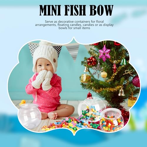 8 Pcs Plastic Fish Bowl 26 oz Round Clear Fishbowl Fish Tank Unbreakable Vases Bowls Transparent Aquarium for Candy Goldfish Home Decoration Table Centerpieces