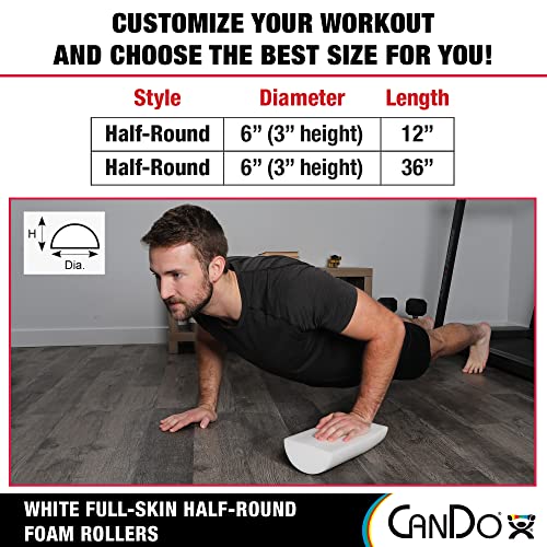 Cando 30-2340 Full-Skin PE Foam Roller for Muscle Restoration, Massage Therapy, Sport Recovery and Physical Therapy, White, 6" Width, 36" Length - size: 36-inch