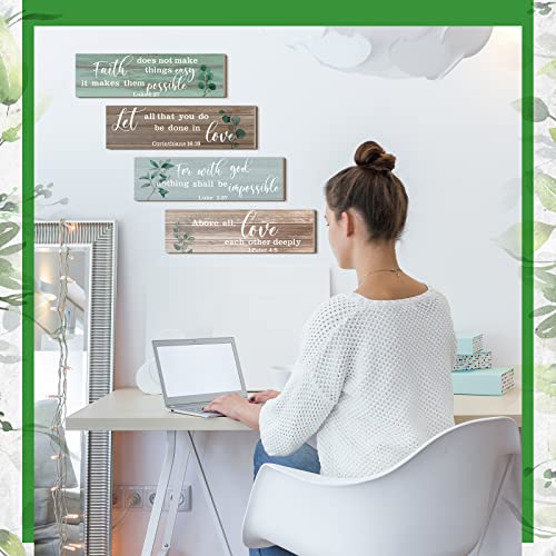Yulejo 4 Pieces Bible Verses Wall Decor Psalms Scripture Wooden Christian Sign Rustic Wall Art Prayer Decorations for Home (Retro) : Home & Kitchen