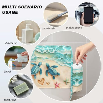 Seaside Toilet Tank Storage Cover with Storage Bag 1 Paack, Functionality All-in-One Toilet Tank Cover for Holds Toiletrie Books Mobile Phone - color: Seaside Turtle