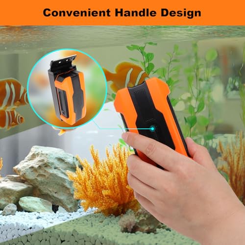 hygger Aquarium Magnetic Brush, Fish Tank Glass Algae Scrubber with Detachable Stainless Steel and Plastic Scraper, Magnetic Fish Tank Cleaner for Glass/Acrylic Fish Tank - size: L for tank thickness ≥ 0.3“