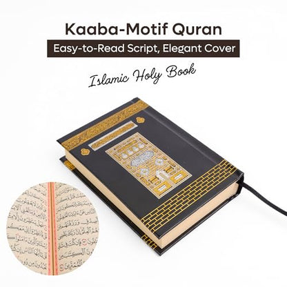 Taffeta Muslim Prayer Rug Set with Holy Quran & Kaaba Cubic Box - color: Prayer Rug/Holy Quran/Tasbih