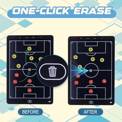 Soccer Coaching Board,Magnetic Electronic 16in LCD Coaching Board,Soccer Tactical Equipment Set,with Stylus Pen,27Pcs Tactical Magnetic Chess,Storage Bag,Soccer Training Equipment