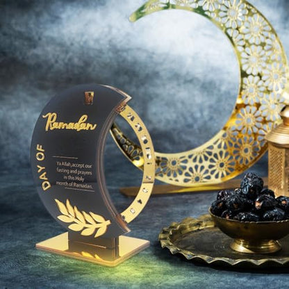 Surakey Ramadan Countdown Calendar Mirror Golden Ramadan Decorations Eid Mubarak Count Down Desk Rotatable Countdown Calendars Muslim Festival Reminder Kareem Ramadan Advent Calendar Decor, Style 4