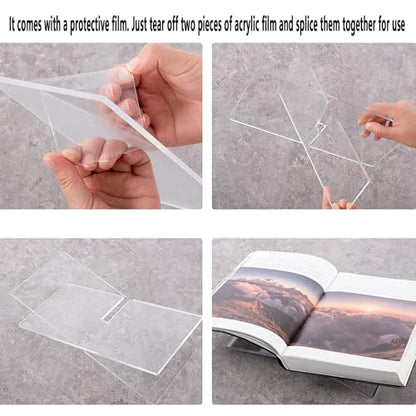 Acrylic Book Stand Large Open Display for Cookbook Art Bible Easel Magazine Textbooks Clear Stands Guest Coffee Table Reading Transparency Holder Kitchen Home Decor 7.5*4.5*4.5 inches (11*6.1) - size: 11*6.1