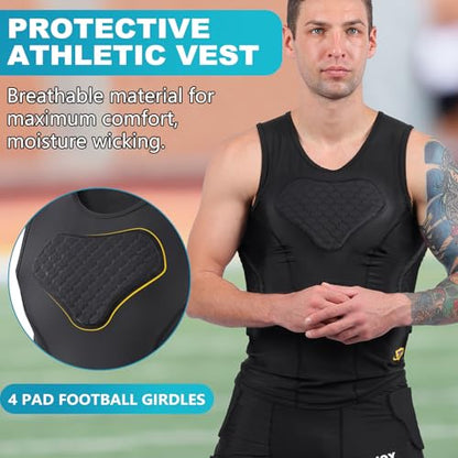 TUOY Adult Rib Chest Protector, New Version - Padded 5 Pads Baseball Football Lacrosse Rib Heart Sternum Guard - color: Black, size: Medium