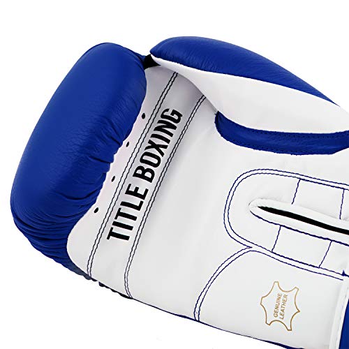 TITLE Boxing Pro Style Leather Training Gloves 3.0 - Boxing Gloves, Boxing Training Gloves, MMA Gloves, Oz Training Gloves, Kickboxing Gloves, Punching Bag Gloves, Sparring Gloves - color: Blue/White, size: 12 oz