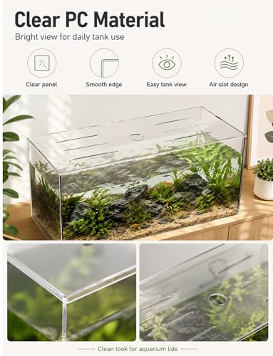 Transparent Fish Tank Lid with Feng Hole, 0.12" Anti-Jump Cover, Air Slots for DIY Aquarium Top, 111x20cm, Ideal for Daily Fish Care and Maintenance - size: 81x25cm