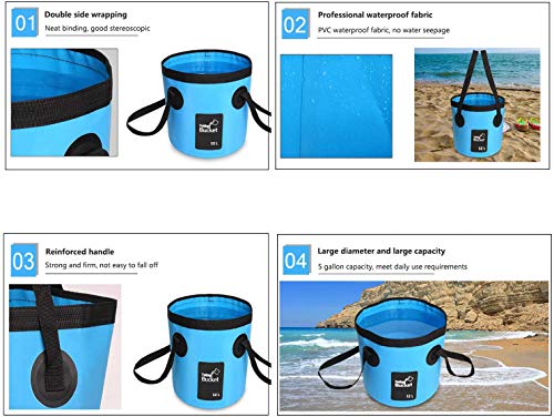 Collapsible Bucket, 3 Gallon Portable Folding Bucket Multifunctional Fishing Bucket for Travelling Camping Hiking Fishing Gardening