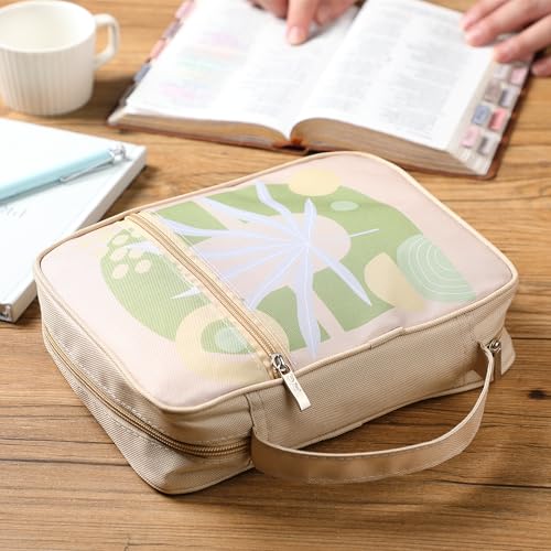 Mr. Pen- Bible Cover Case | Carrying Book Case with Durable Handle and Zippered Pocket, Bible Protective Church Bag for Men & Women, Christian Gifts - color: Earthy Botanica