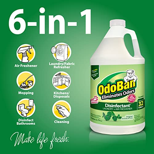 OdoBan Disinfectant Concentrate and Odor Eliminator, Made in the USA, Original Eucalyptus Scent, 1 Gallon - size: 128 Fl Oz (Pack of 1)