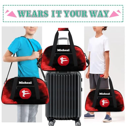 Personalized Martial Art Bag Duffel Bag for Girls, Custom Taekwondo Karate Bag Overnight Bags for Travel Weekender Practice Traing Red - color: Option 5