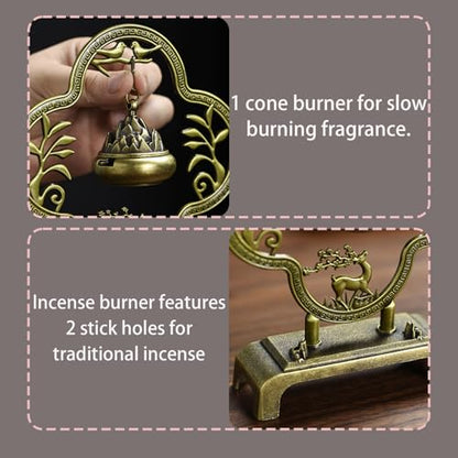 Deer Incense Holder, Incense Holder for Sticks | Mini Hanging Thurible Incense Burner Rack,Insence Stick Holder,Bronze Colored,1 Piece