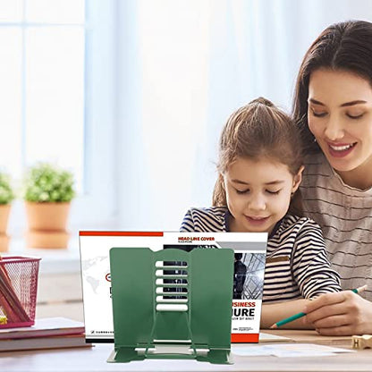 Metal Book Stand Adjustable Book Holder for Reading | Portable & Sturdy For Textbooks Cookbooks Sheet Music Papers Study - color: Full Green