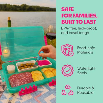 Charcuterie Safe 2.0 with Ice Pack - Waterproof Charcuterie Board with Lid, Customizable Dividers, Mini Containers & Cheese Knife - BPA-Free, Food Safe Tackle Box Organizer - Seafoam Green - color: Seafoam Green Charcuterie Safe 2.0