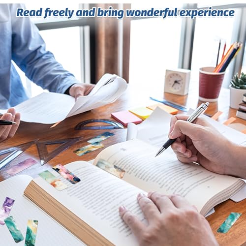96 Pieces Magnetic Bookmarks Magnet Page Markers - Book Marks for Reading Women & Men with Storage Boxes - Cute Magnet Bookmark Clips for Reading Pleasure（Marble） - size: 96, style: Marble Style