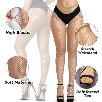 Black Fishnet Stockings for Women, Fishnet Tights Plus Size One Size Fit All - color: Natural, size: One Size